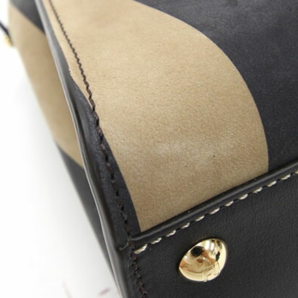 Fendi Handbag Pecan Peek-A-Boo 8BN290 Beige Black Nubuck Leather Shoulder Str... - Picture 4 of 10